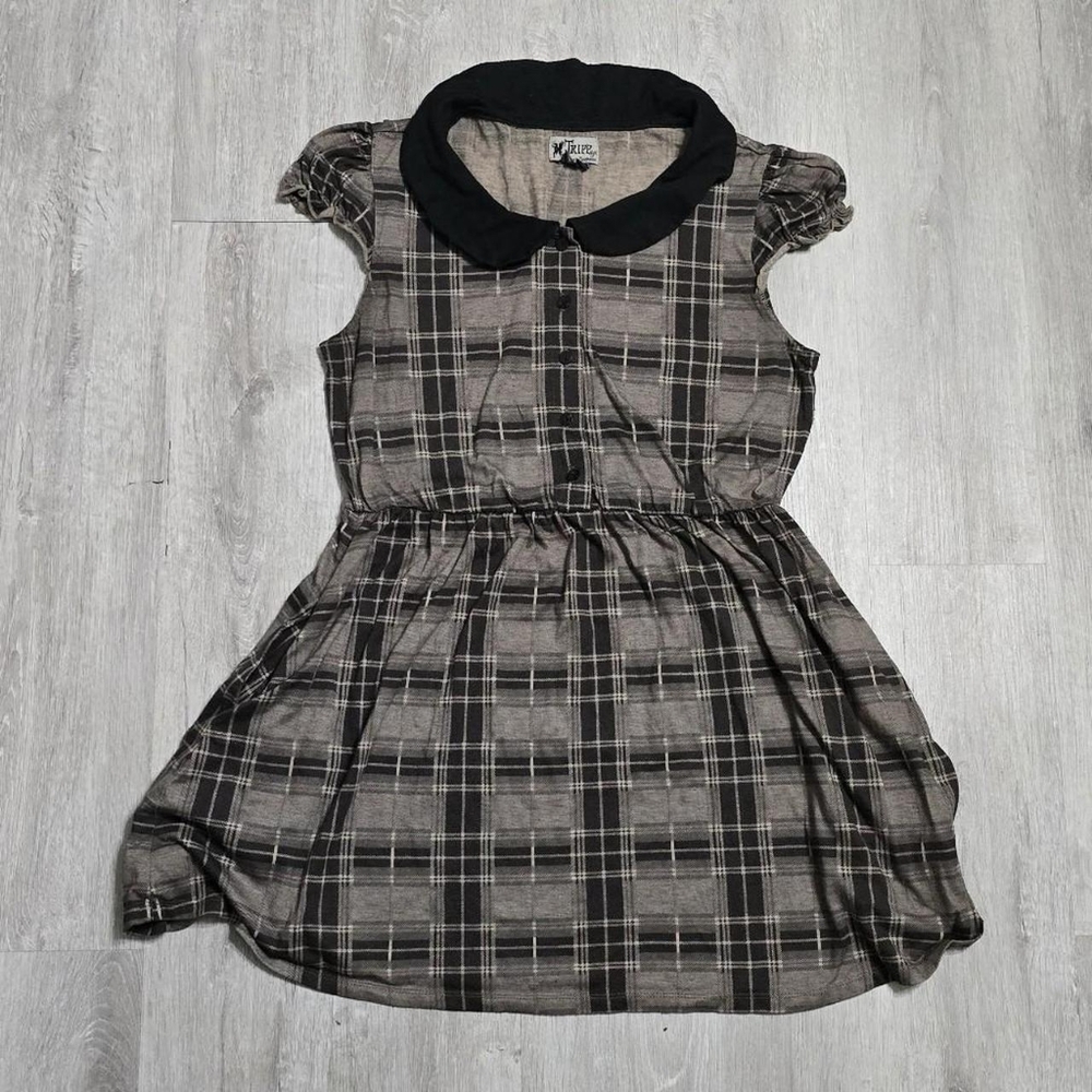 Vintage Y2K Tripp NYC Plaid Babydoll Dress Grunge Goth Cyber Rare Size Large